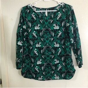 Green and Black Patterned Women's Top